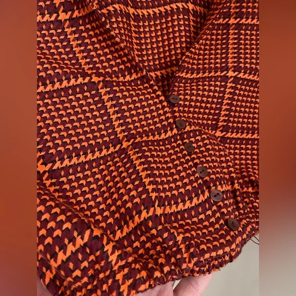 Zara Cropped Houndstooth Button-Front Top - XS - Picture 8 of 9